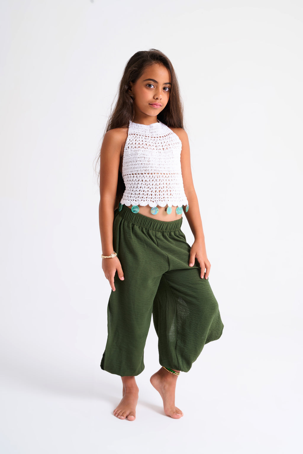 Sand and shell crochet top