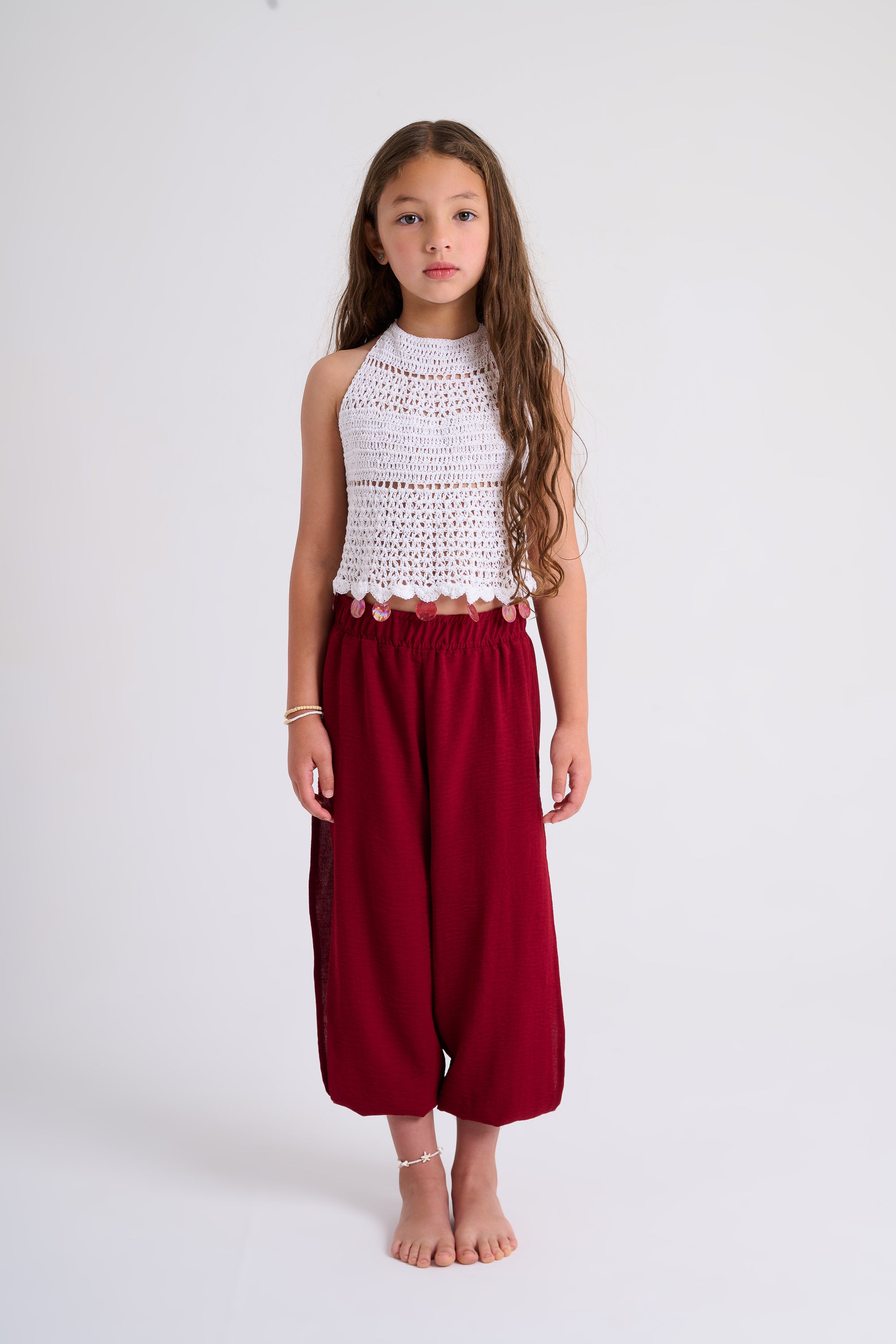 Sand and shell crochet top