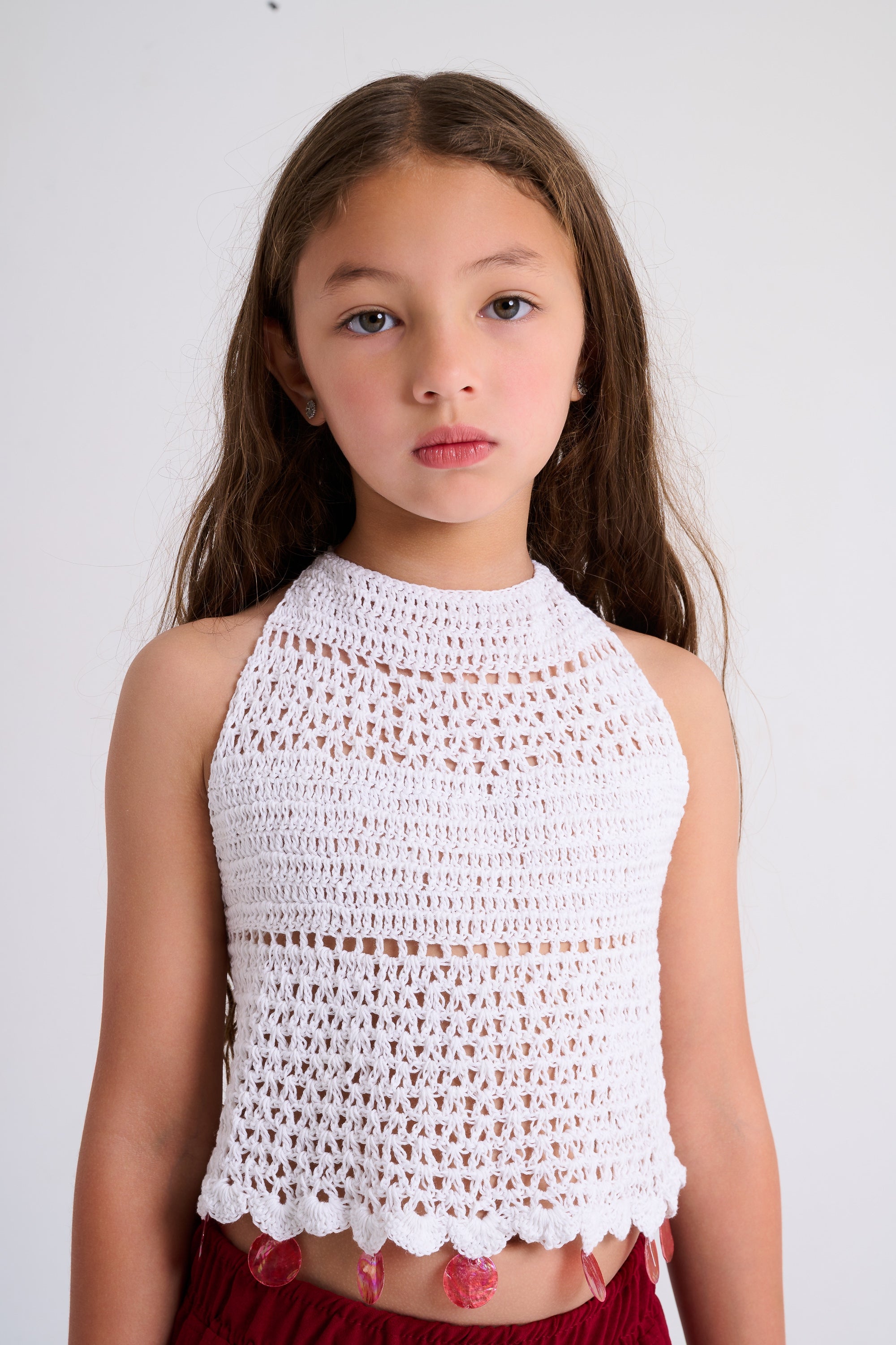 Sand and shell crochet top