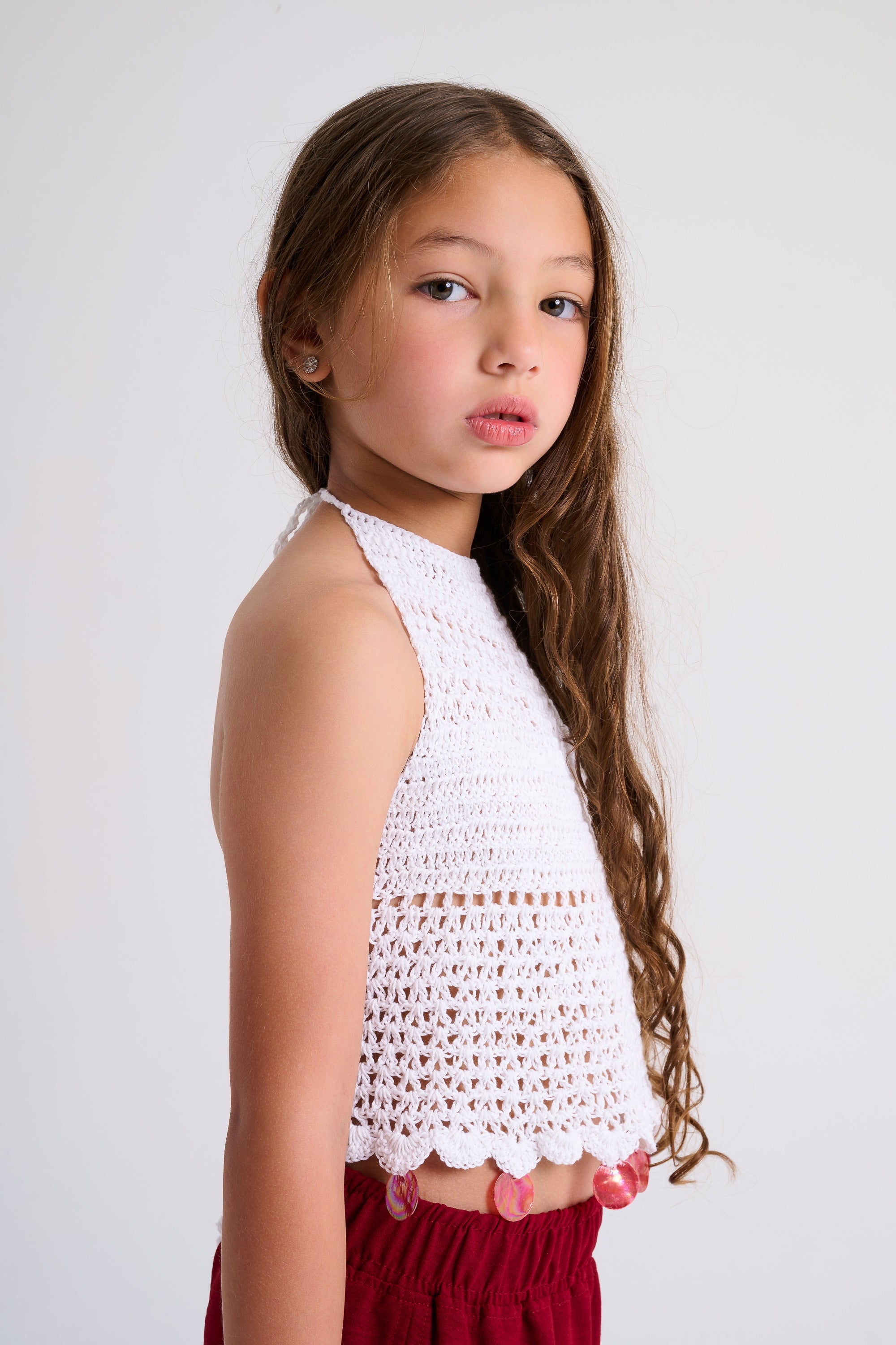 Sand and shell crochet top